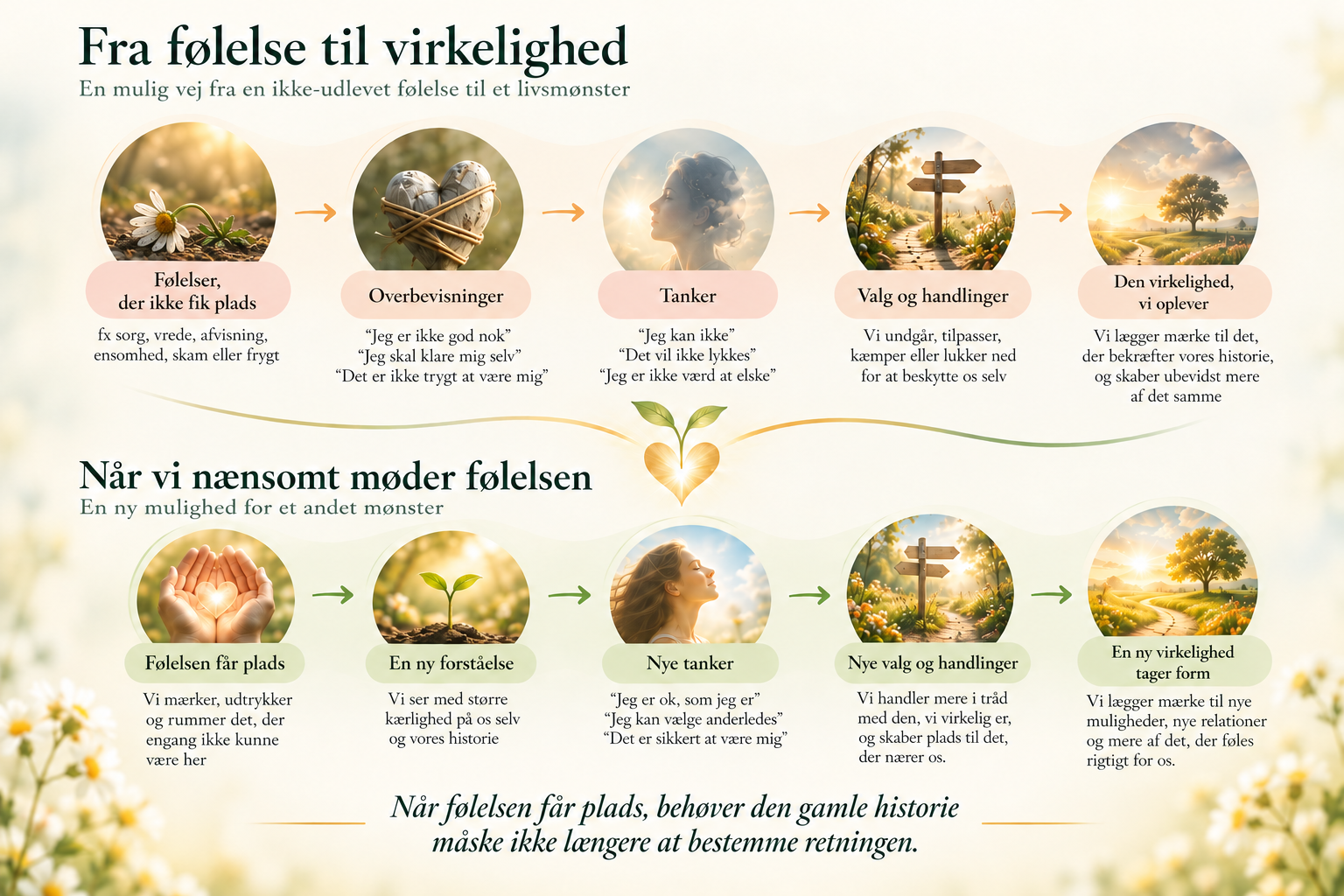 Fra følelse til virkelighed: Når en følelse får plads, kan nye forståelser, tanker og handlinger blive mulige.