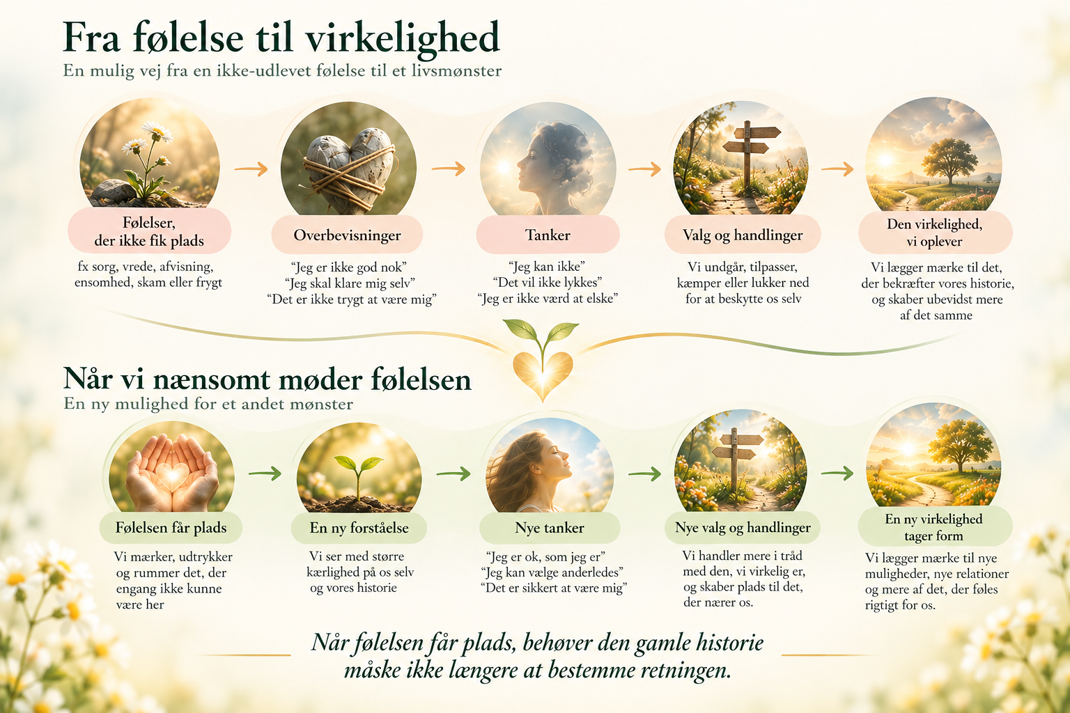 Fra følelse til virkelighed: Når en følelse får plads, kan nye forståelser, tanker og handlinger blive mulige.